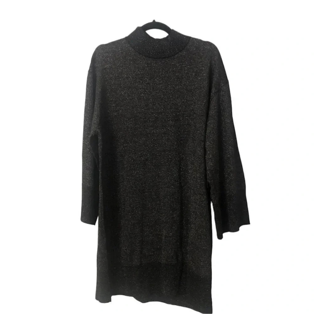 Cooper St Women’s Alice Knit Black with Silver Metallic Dress Size Large NWT